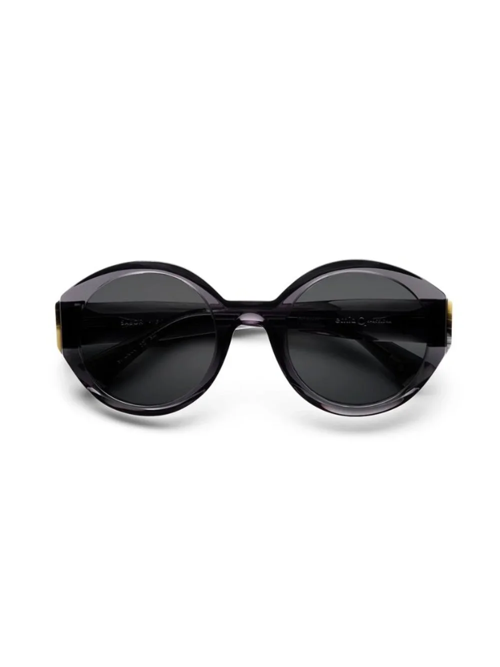 New Etnia Barcelona Women's Sunglasses Black Round Transparent Lens Acetate BK